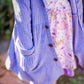 Hooded Button Front Cardigan - Lavender