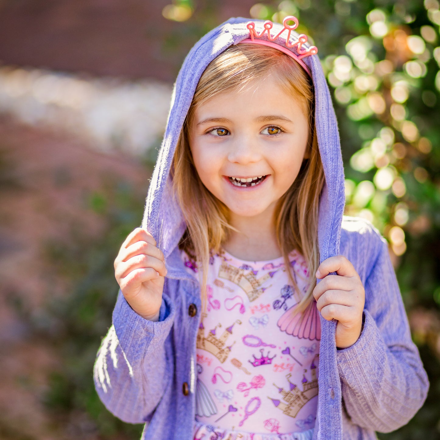 Hooded Button Front Cardigan - Lavender