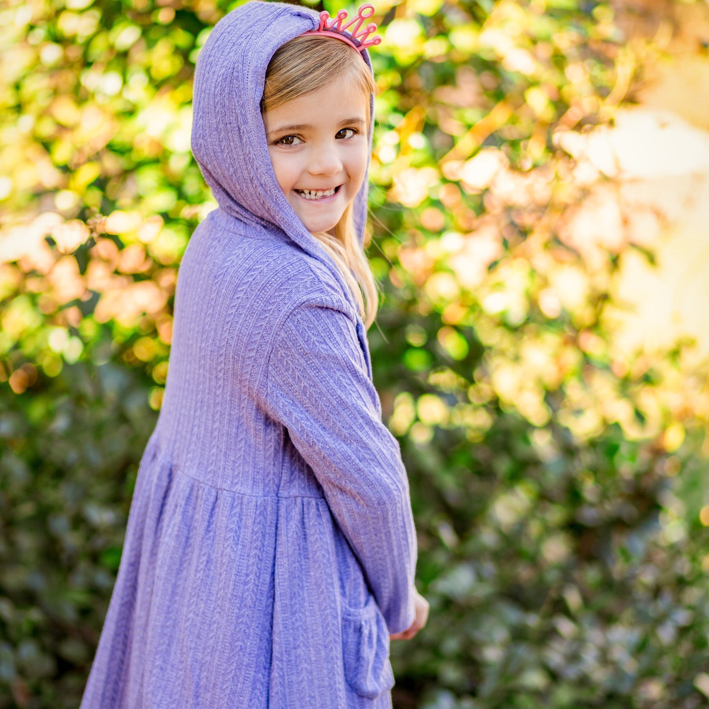 Hooded Button Front Cardigan - Lavender