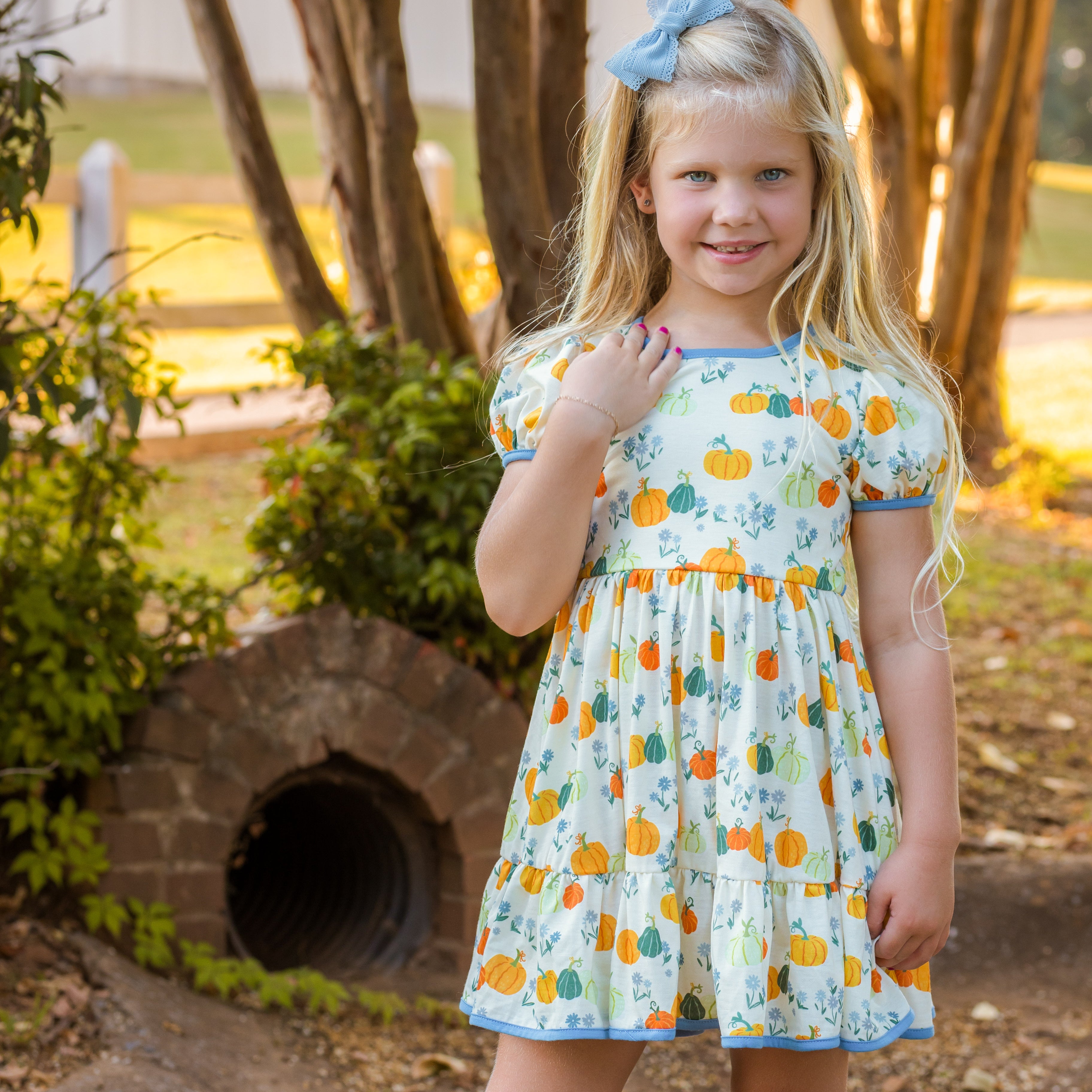 Wild Rich Kids Pumpkin on sale Floral Skirted Leo Dress